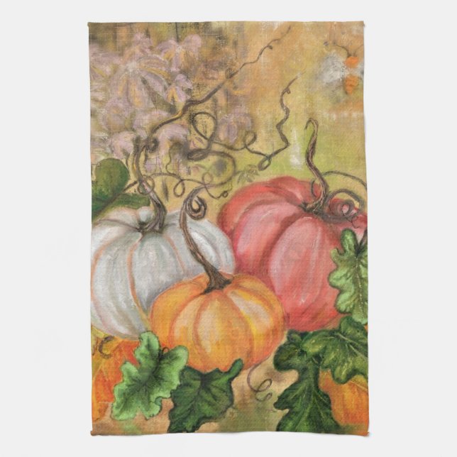 Pumpkins Kitchen Towel Halloween (Vertical)