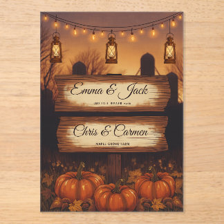 Pumpkins & Lanterns Fall Wedding Acrylic Invitations
