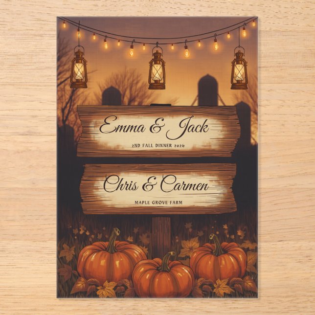 Pumpkins & Lanterns Fall Wedding  Acrylic Invitations (Front)