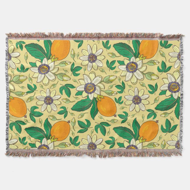 Pumpkins & Leaves: Autumn Harvest Throw Blanket (Front)