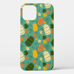 Pumpkins, leaves: autumn vegetable pattern iPhone 12 case
