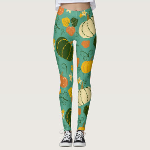 Pumpkins, leaves: autumn vegetable pattern leggings