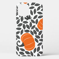 Pumpkins, leaves: cute autumn pattern.