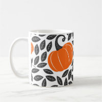 Pumpkins, leaves: cute autumn pattern.