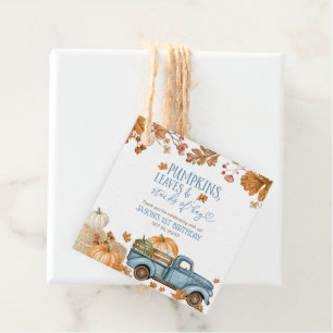 Pumpkins Leaves & Stacks of Hay Boy Favour Tags