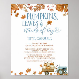 Pumpkins Leaves & Stacks of Hay Time Capsule Sign