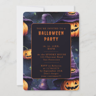 Pumpkins Magic Hats Halloween Invitation Card