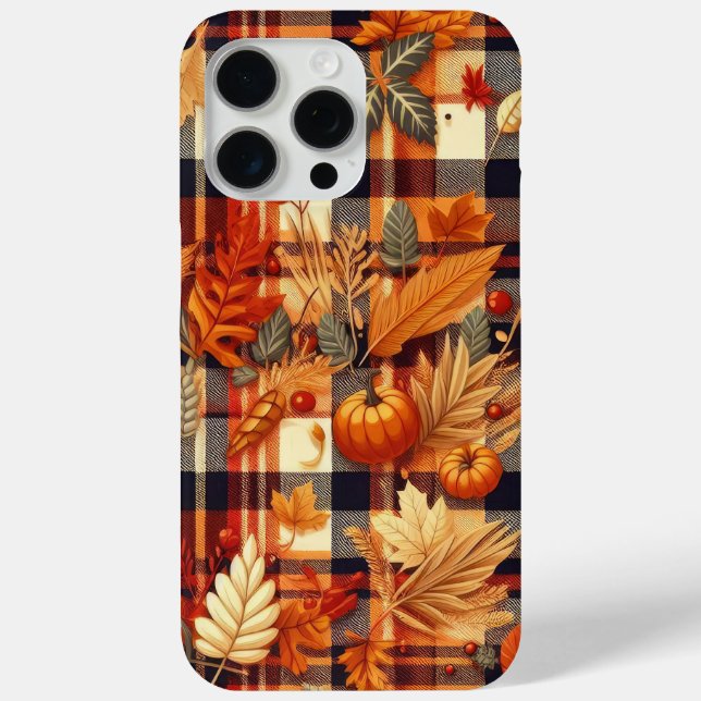 Pumpkins Maple Leaves Autumn Plaids  Case-Mate iPhone Case (Back)