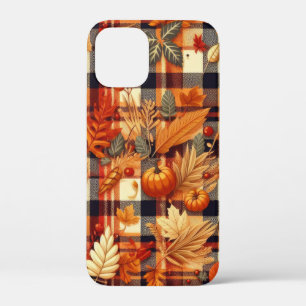 Pumpkins Maple Leaves Autumn Plaids  iPhone 12 Mini Case