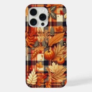 Pumpkins Maple Leaves Autumn Plaids iPhone 15 Pro Max Case