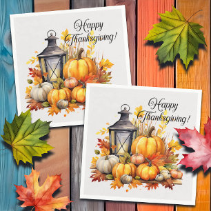 Pumpkins Maple Tree Leaves Lamp Thanksgiving Napkin