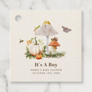 Pumpkins Mushroom Woodland Insects Boy Baby Shower Favour Tags