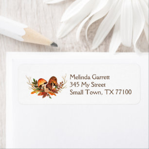 Pumpkins Mushrooms Fall Thanksgiving Label