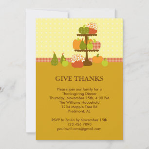 Pumpkins on a Stand Thanksgiving Dinner Invitation