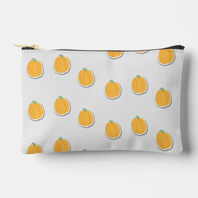Pumpkins on  grey accessory pouch (Front)