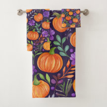 Pumpkins on purple pattern