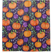 Pumpkins on purple pattern