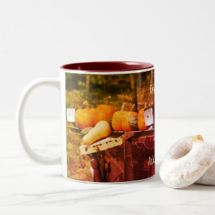 Pumpkins On Truck Nature Art Personalised Two-Tone Coffee Mug