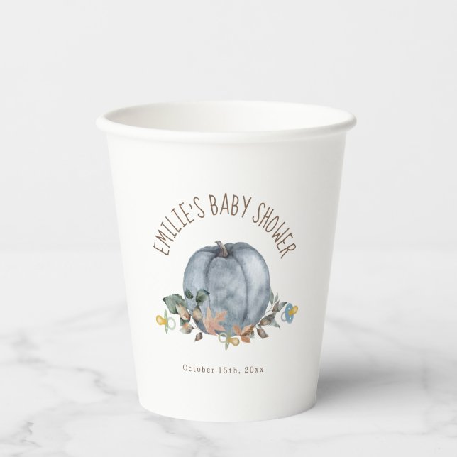 Pumpkins & Pacifiers Boy Baby Shower Paper Cups (Front)