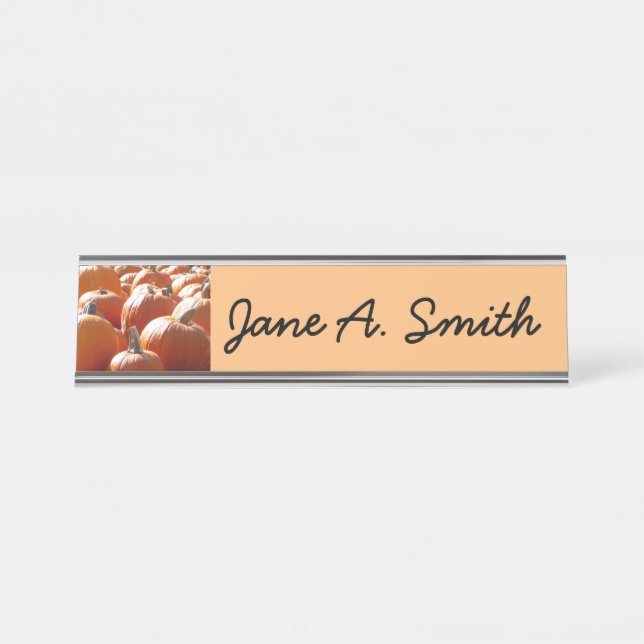 Pumpkins Photo for Fall, Halloween or Thanksgiving Desk Name Plate (Front)