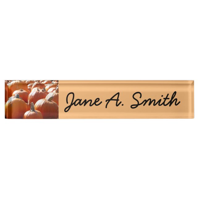 Pumpkins Photo for Fall, Halloween or Thanksgiving Nameplate (Front)