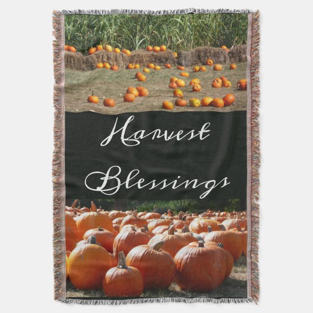 Pumpkins Photo for Fall, Halloween or Thanksgiving Throw Blanket (Front Vertical)
