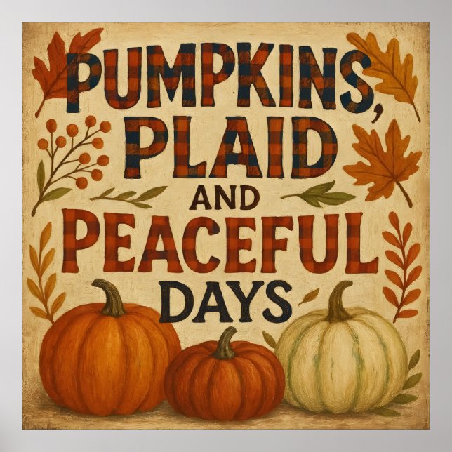 Pumpkins, Plaid & Peaceful Days – Cosy Autumn Post Poster (Front)