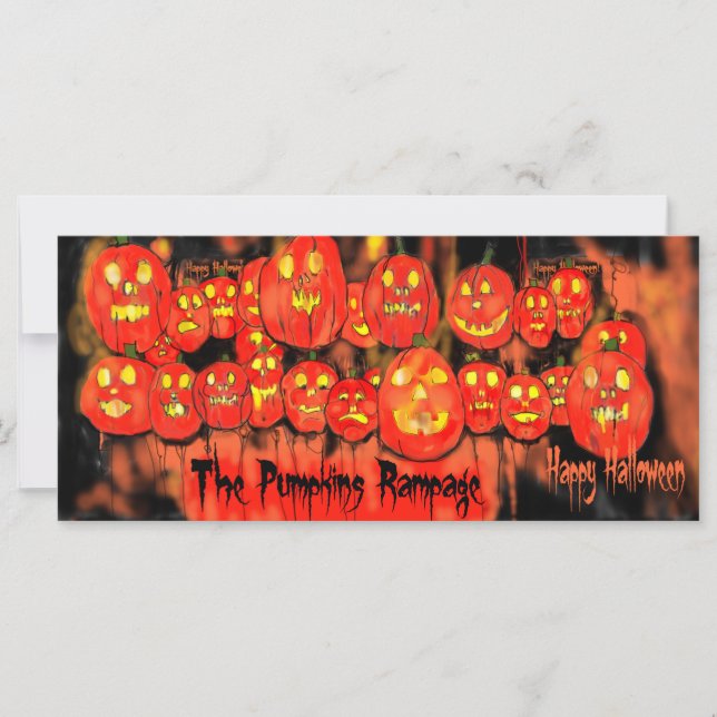 Pumpkins Rampage Halloween Party Invitation (Front)