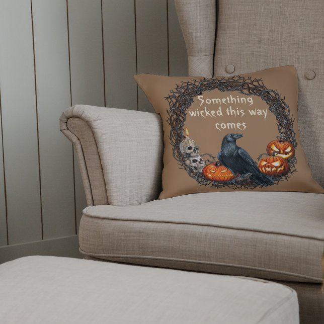 Pumpkins & Raven Halloween Wreath Cushion (Creator Uploaded)