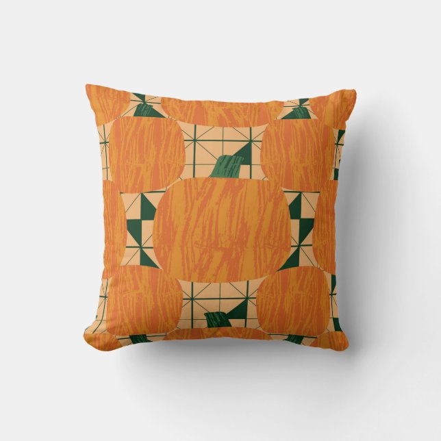 Pumpkins: Retro Geometric Triangle. Cushion (Front)