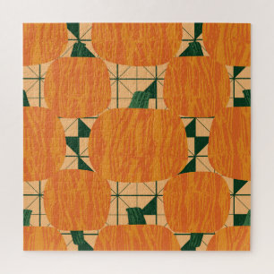 Pumpkins: Retro Geometric Triangle. Jigsaw Puzzle