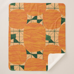 Pumpkins: Retro Geometric Triangle. Sherpa Blanket