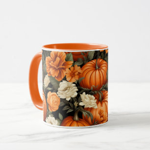 Pumpkins Roses Autumn Flowers Mug