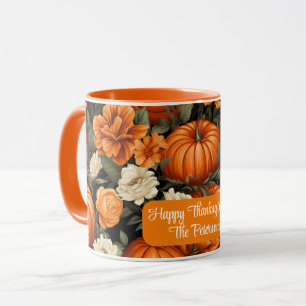 Pumpkins Roses Autumn Flowers Mug