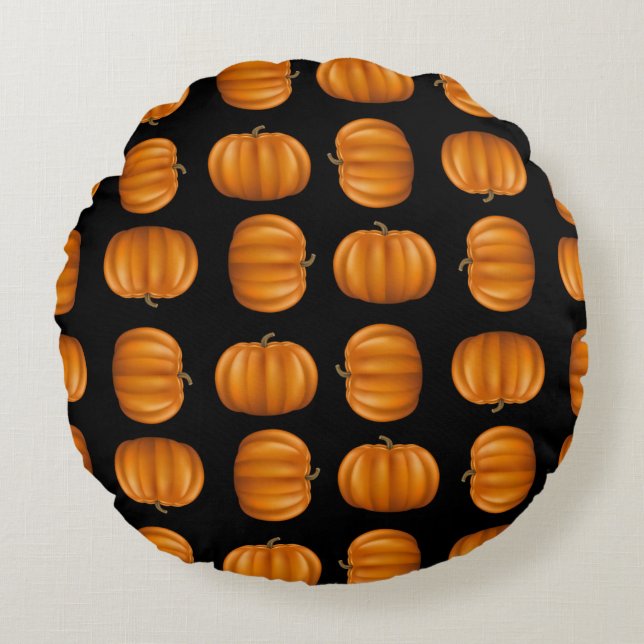 Pumpkins Round Throw Pillow (16") (Front)