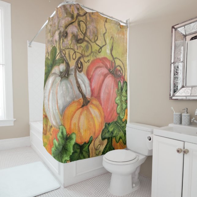 Pumpkins Shower Curtain Halloween - Painting (In Situ)