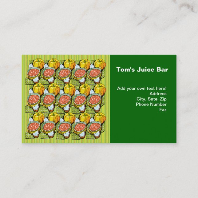 Pumpkins, Soup and Striped Background Business Card (Front)