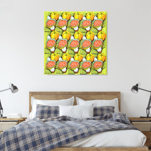 Pumpkins, Soup and Striped Background Canvas Print