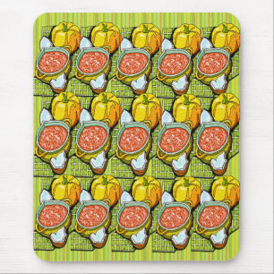 Pumpkins, Soup and Striped Background Mouse Mat