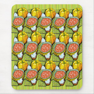 Pumpkins, Soup and Striped Background Mouse Mat