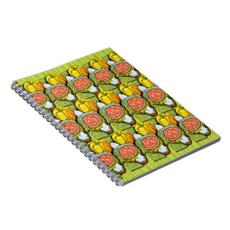 Pumpkins, Soup and Striped Background Notebook