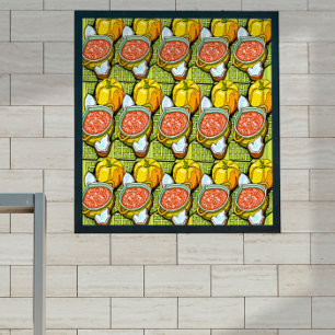 Pumpkins, Soup and Striped Background Small Poster