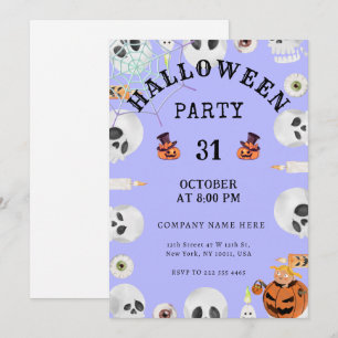 Pumpkins Spidernet Halloween Office Party Lavender Invitation