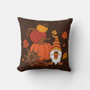 Pumpkins, star anise, cinnamon sticks, autumn leav cushion