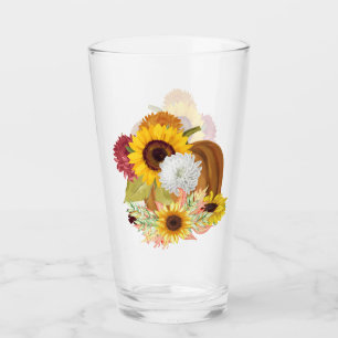 Pumpkins, Sunflowers and Mums Fall Colours Glass