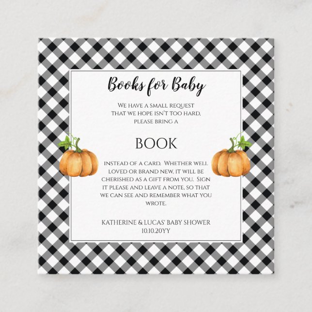 Pumpkins | Sunflowers Baby Shower Book Request Enclosure Card (Front)