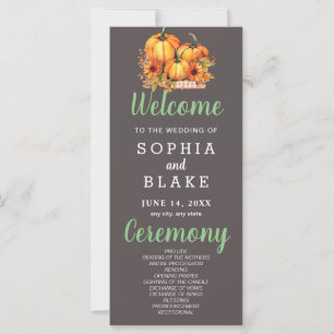 Pumpkins & Sunflowers Fall Grey Wedding Program