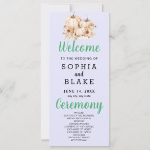 Pumpkins & Sunflowers Fall Purple Wedding Program