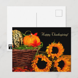 Pumpkins & Sunflowers Thanksgiving Postcards