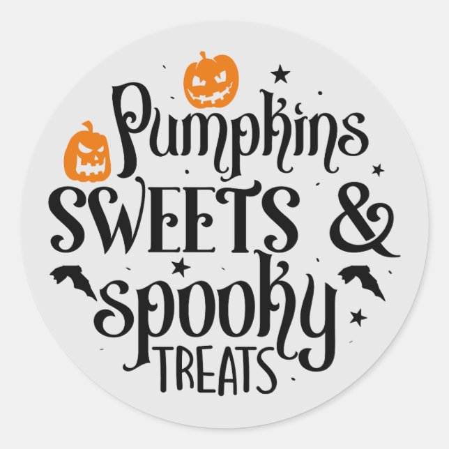 Pumpkins sweets spooky teats Halloween Classic Round Sticker (Front)